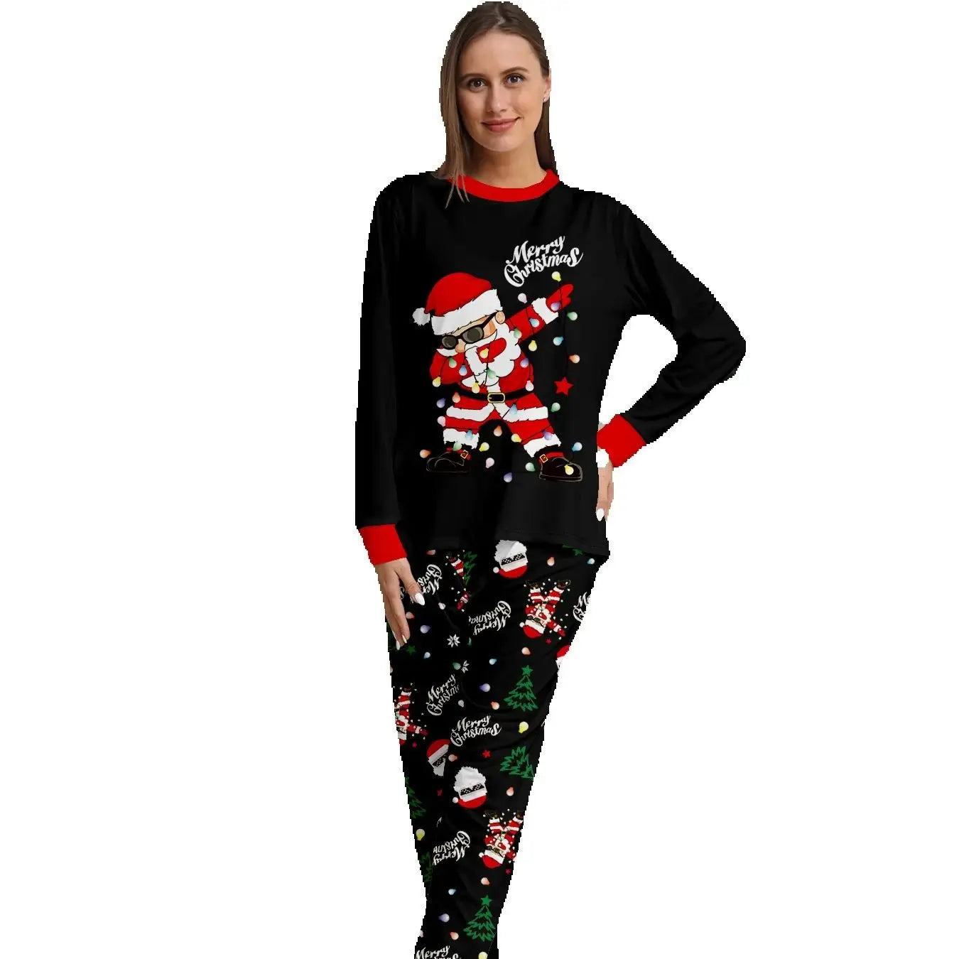Dabbing Santa Print Pajama Set