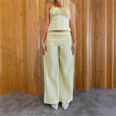 Striped Halter Top Pants Set