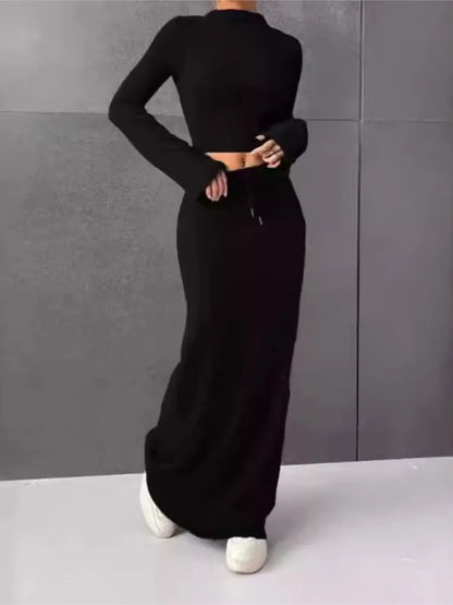 Lace Up Crop Skirt Set