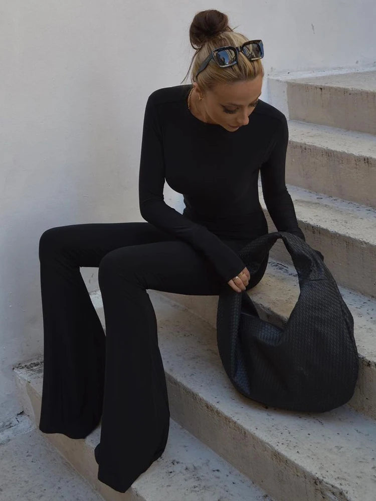 Slim Fit O-Neck Backless Jumpsuit