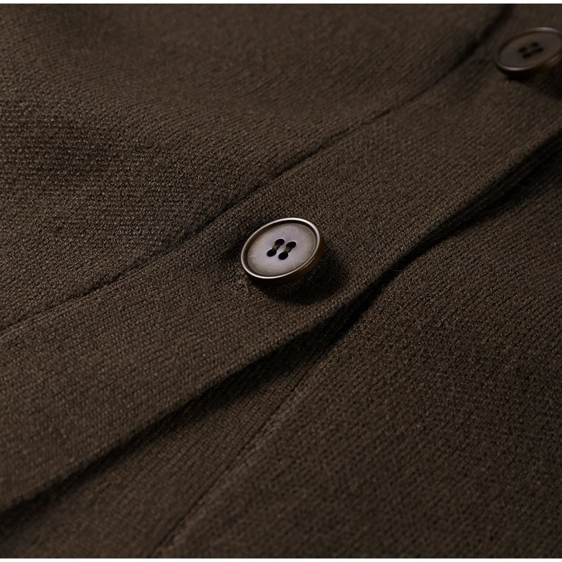 Solid Button V-Neck Cardigan