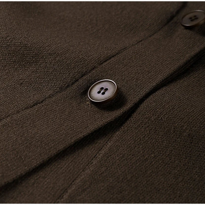 Solid Button V-Neck Cardigan