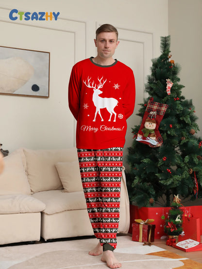 Red Reindeer Print Pajama Set