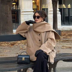 Scarf Collar Short Coat