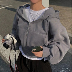 Y2K Zip Up Crop Hoodie