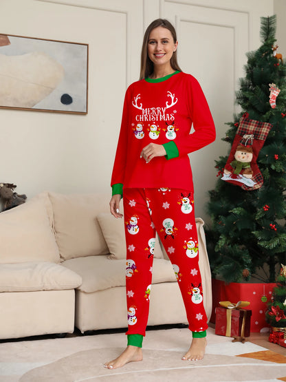Snowman "Merry Christmas" Print Pajama Set