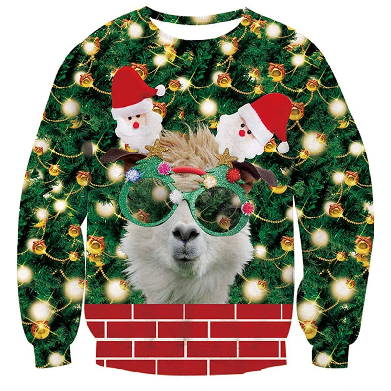 3D Goat Print Ugly Christmas Sweater