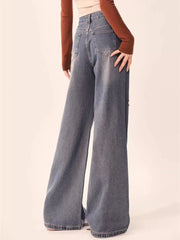 Star Embroidered High Waist Jeans