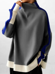 Contrast Color High Neck Sweatshirt