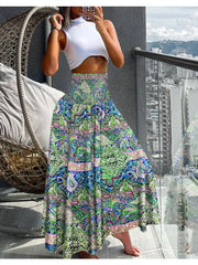Floral Elastic High Waist Skirt