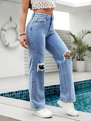 High Waist Baggy Ripped Jeans