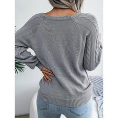 Square Collar Button Knit Sweater