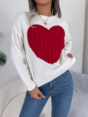 Heart Pattern Knit Pullover