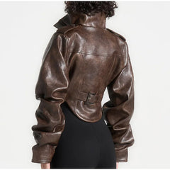 Cropped Faux Leather Jacket