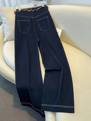Blue Wide-Leg Denim Jeans