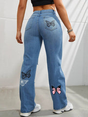 High Waist Butterfly Jeans