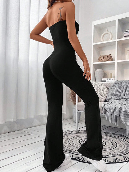 Corseted Slim Fit Flared Jumpsuit