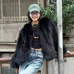 Black Fox Fur Short Coat