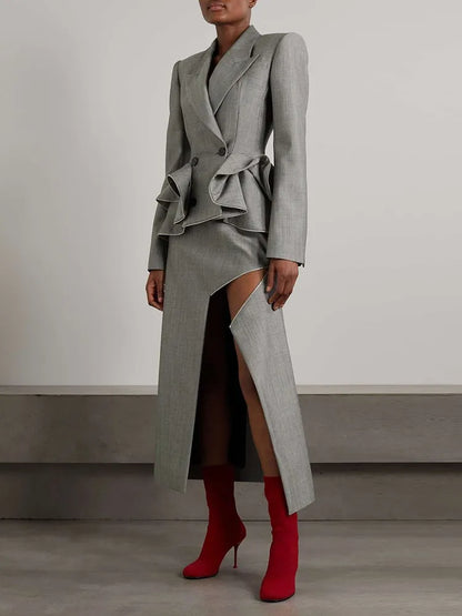 Notched Collar Solid Blazer