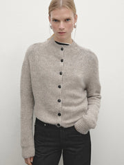 Minimalist Semi-Turtleneck Knit Cardigan