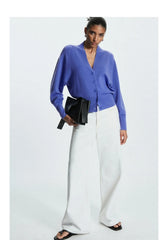 V-Neck Wool Blend Cardigan