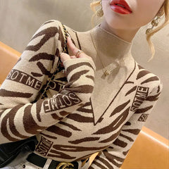 Patchwork Turtleneck Knit Sweater