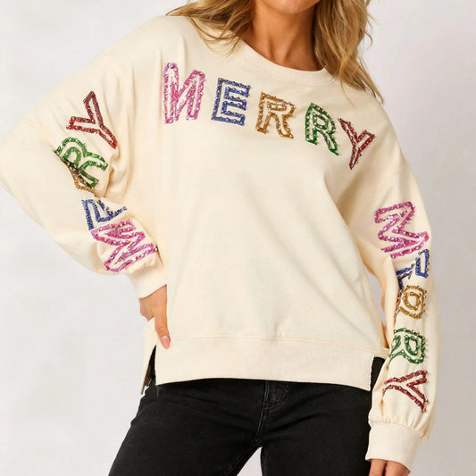 Women’s Loose Christmas Glitter Sweatshirt