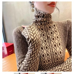 Color-Block Turtleneck Knit Sweater