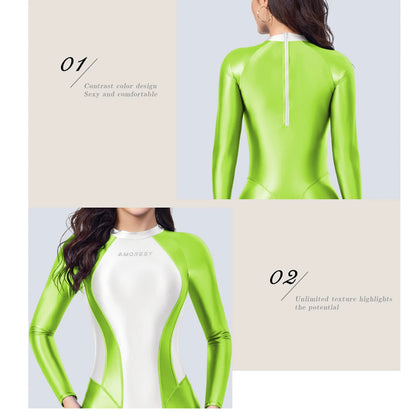 Glossy Patchwork Stretch Jumpsuit