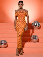 One Shoulder Sparkling Slit Party Dress