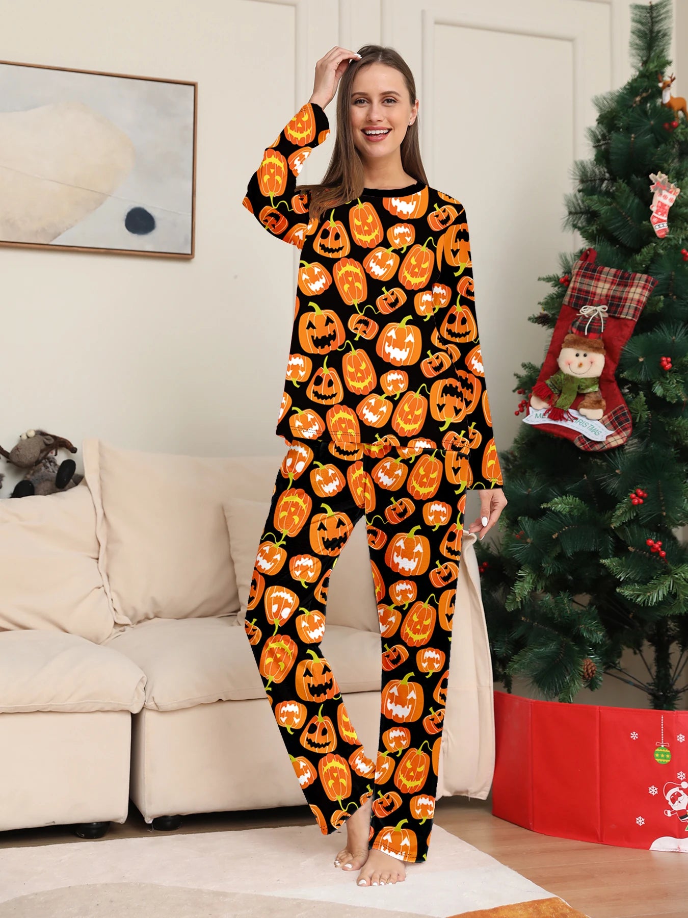 Red Top & Green Plaid Candy Cane Pants Set