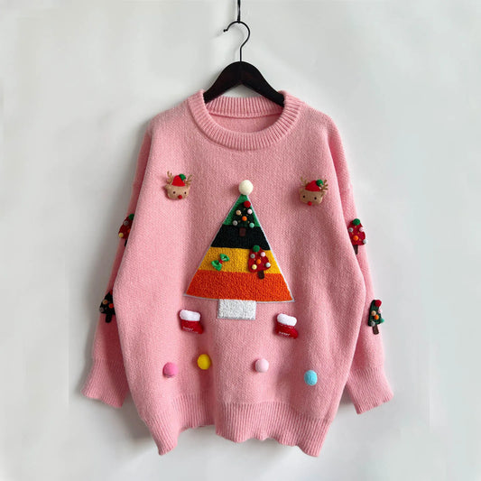 Christmas Tree Jacquard Knit Sweater