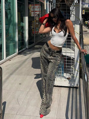 Retro Leopard High Waist Jeans