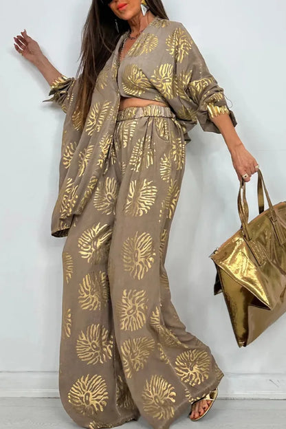 Oversized Print Shirt and Pants Set