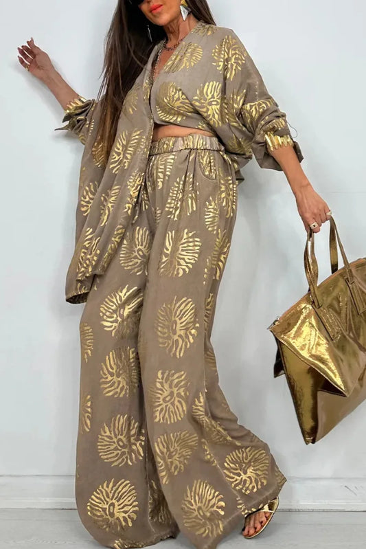 Oversized Print Shirt and Pants Set