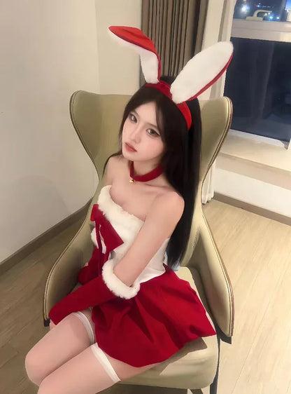Velvet Red Bunny Christmas Dress
