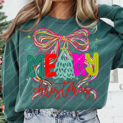 Merry Christmas Bow Heat Transfer