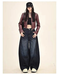 Embroidered Loose Wide Leg Jeans