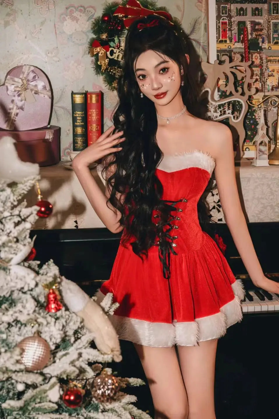 Velvet Santa Claus Mini Dress