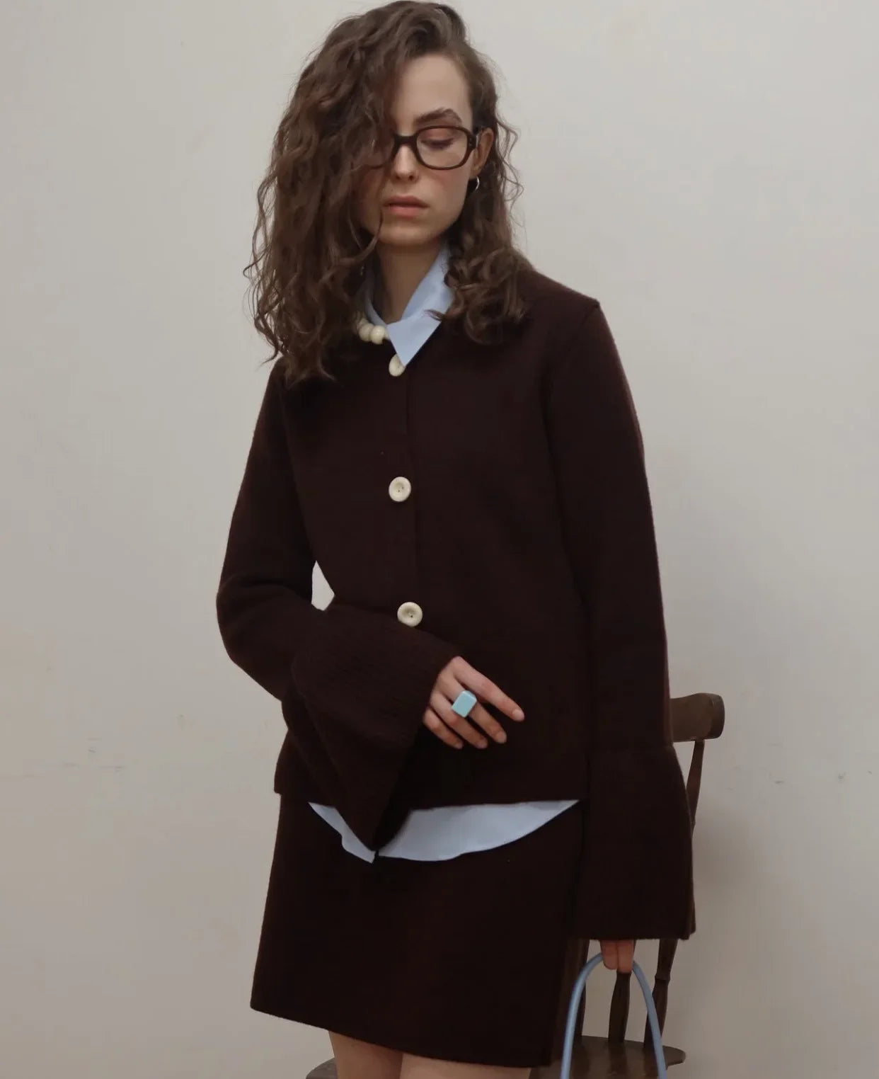 Ribbed Patchwork Knit Cardigan