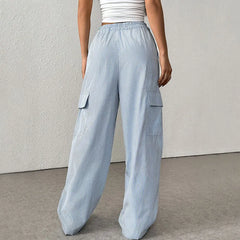 High Waist Striped Work Pants