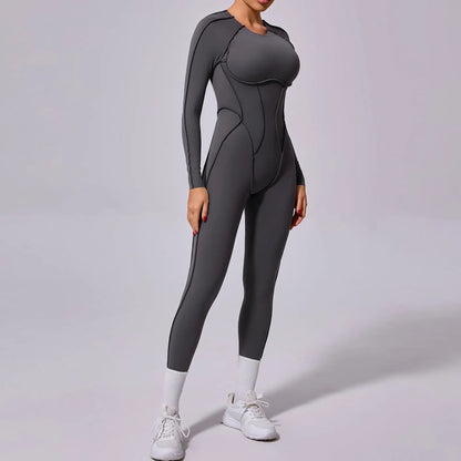 Backless Long Sleeve Yoga Jumpsuit