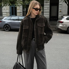 Vintage Suede Bomber Jacket