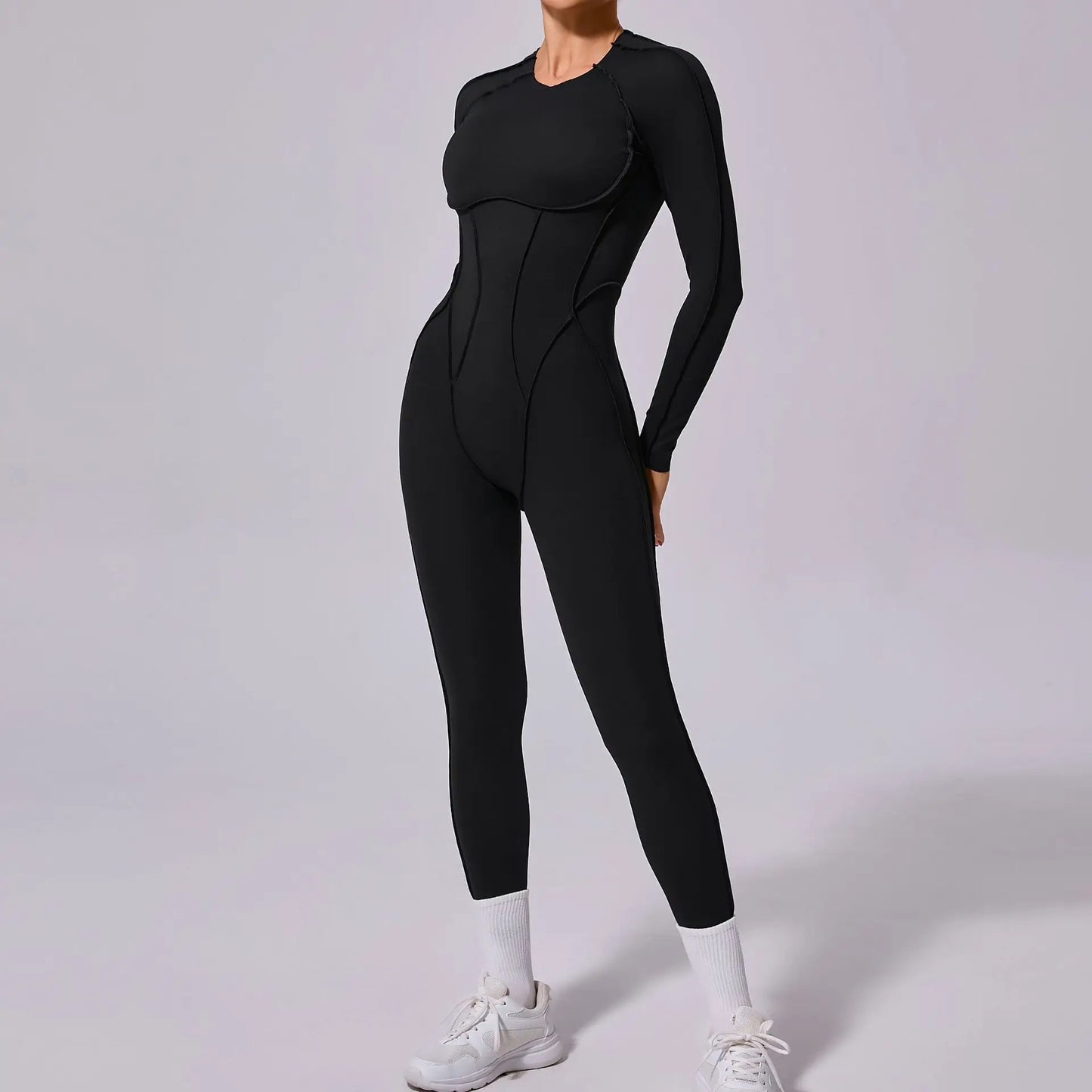 Backless Long Sleeve Yoga Jumpsuit