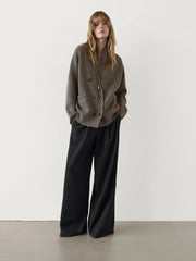 Double-Breasted V-Neck Cardigan