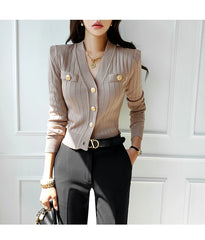 V Neck Knit Cardigan