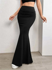 Black Ruched Bodycon Skirt