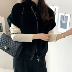 Water Rabbit Fur Zipper Vest