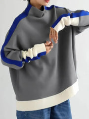 Contrast Color High Neck Sweatshirt