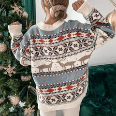 Y2K Style Allover Print Christmas Sweater